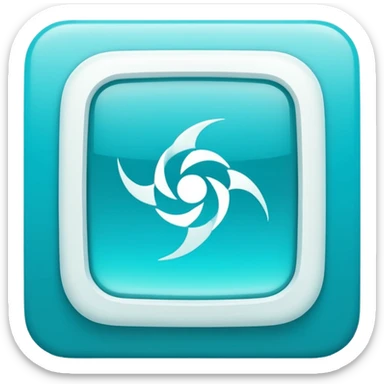a Tiny compressed Stylized light-turquoise wind wind symbol inside a gradient white square icon, light turquoise borders sticker
