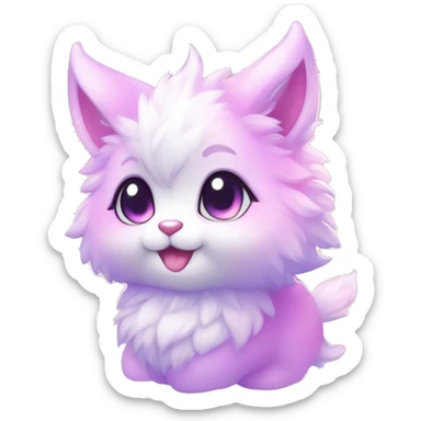 Kawaii cute gorgeous colorful sparkly bright light pastel lilac-pink-white-gradient fantasy ethereal fursona animal creature sticker