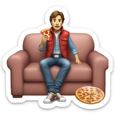 Marty McFly eating pizza  sticker