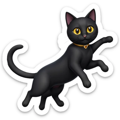 black cat jumping sticker
