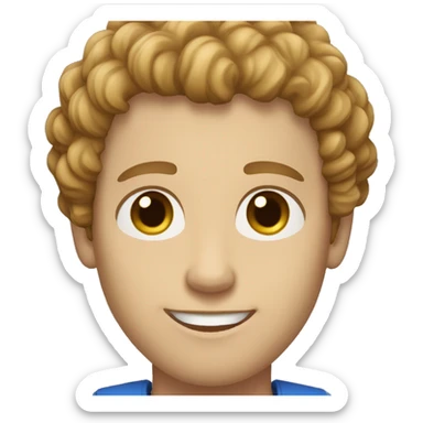 man with curly short light brown hair and blue eyes and light skin sticker