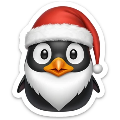 santa penguin with white beard sticker