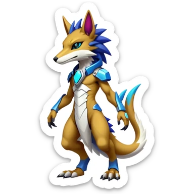 Epic Edgy Cute Colorful Modern Anthro Vernid-Protogen-Sergal-creature-animal full body sticker