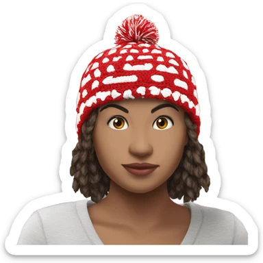 red and white crochet beanie sticker