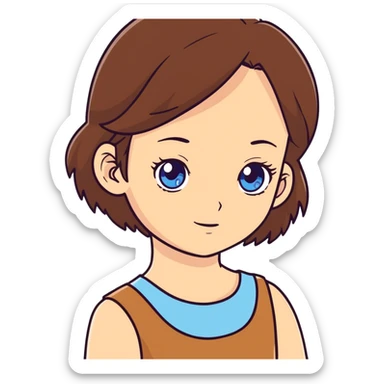 White girl with brown hair past shoulders blue eyes tanned but white skin  sticker