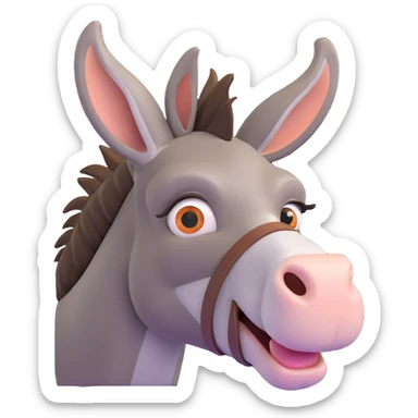 a donkey with its left eye pointed to the left and right eye pointed to the right sticker