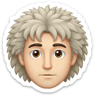a guy with fluffy hair and bushy eyebrows sticker