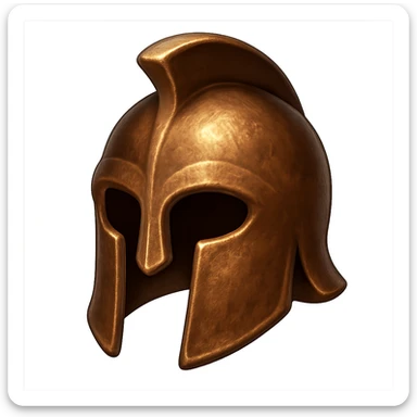 Change the texture of the helmet to look more like real bronze metal, not diamond. Keep the helmet's shape, but make it metallic, shiny, and worn in emoji style. Transparent background. sticker