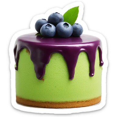 Matcha cake with blueberries on top  sticker