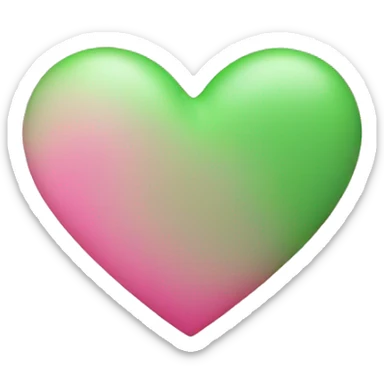 pink and green heart  sticker