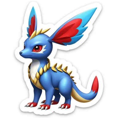  Cute Shiny Exotic Colorful Guilmon-Latias-Koraidon-Umbreon-Fakémon-hybrid-creature (full body)  sticker