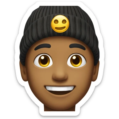 smiling boy with gold teeth  in beanie portrait sticker