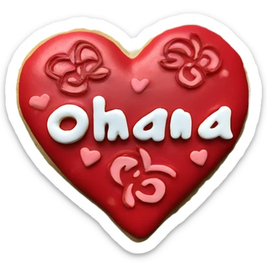 Red cookie heart with ohana sticker