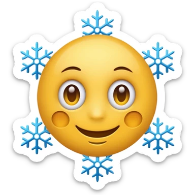 Emoji with snowflake eyes sticker