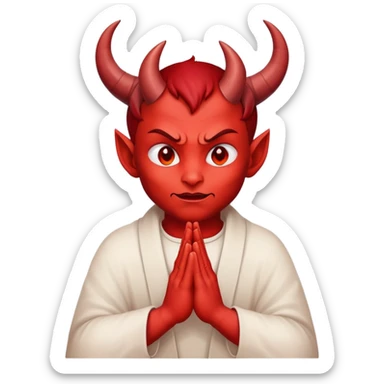 devil making prayer hands sticker