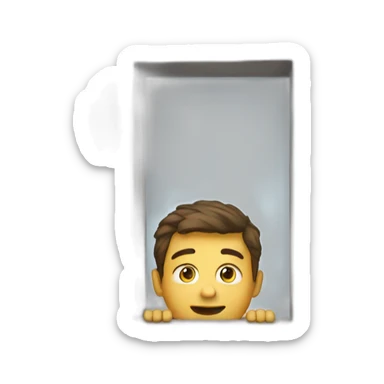 man side peeking behind wall sticker