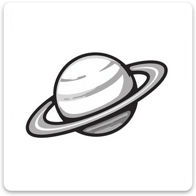 Hand-drawn Saturn planet in grey tones sticker