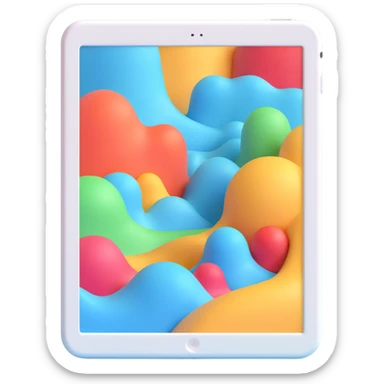 3D surreal iPad, minimal and clean, just the iPad, no logos or accessories, gentle surreal distortion sticker