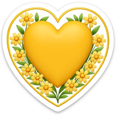 yellow heart with beautiful field flowers around its border sticker