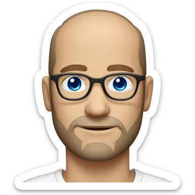 white man with receding hairline with blue eyes and glasses and stubble beard sticker