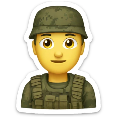 Ukrainian soldier, in camouflage pixel uniform sticker