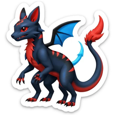 Guilmon-Salandit-Umbreon-Fakémon-hybrid-creature (full body)  sticker