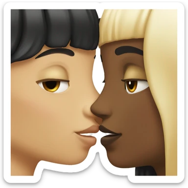 black hair girl and blonde hair girl kissing sticker