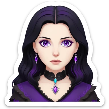 Yennefer from Witcher with black hair and purple eyes sticker
