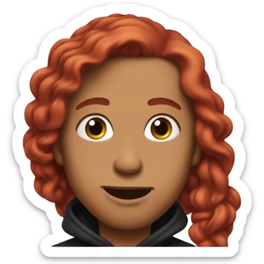 tan man, blowing a kiss, black hoodie and red hair sticker