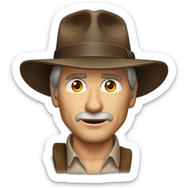 A TOK emoji of Harrison Ford as Indiana Jones. No patterns sticker