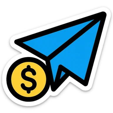 colored icon of a paper plane with a dollar sign, representing sending money sticker
