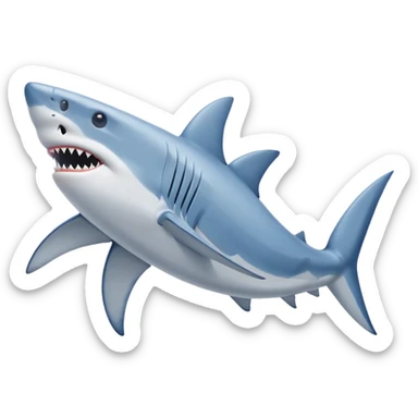 Give me a shark and put blue Nike shoes on the fins of the shark sticker