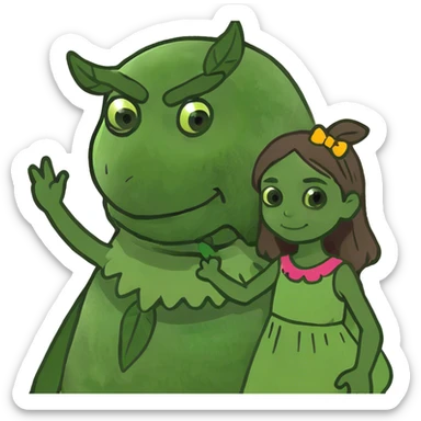 Man holding young girl sticker
