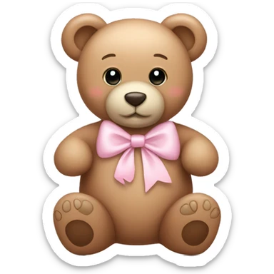 teddy bear wearing a light pink bow sticker