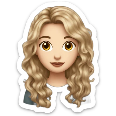 wavy hair brunette white girl with coffee sticker