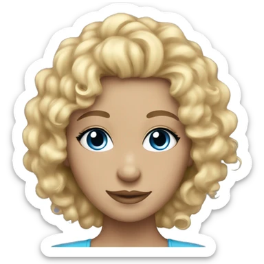 Very pretty girl with blonde curly hair and eyelashes with blue eues sticker