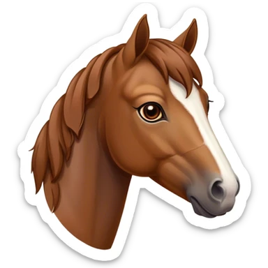 Cinematic Noble Brown Welsh Pony Portrait Emoji, Poised and sturdy, with a well-muscled build draped in a rich, chestnut-brown color, expressive eyes and a gracefully refined head with a gentle, noble profile, Simplified yet sharp and sophisticated features, highly detailed, glowing with a warm, earthy glow, high shine, intelligent and resilient, stylized with an air of pastoral elegance, focused and determined, soft glowing outline, capturing the essence of a watchful and confident brown Welsh pony that appears ready to gallop out of the screen with effortless strength! sticker