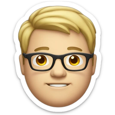 A White chubby guy with glasses and square chin sticker