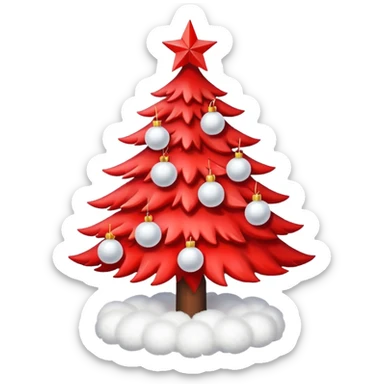 red Christmas tree with white star and white Christmas balls sticker