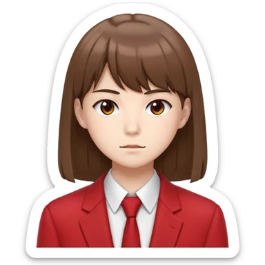 Kiyotaka Ayanokoji from Classroom of the Elite, calm and emotionless expression, brown hair with bangs, sharp eyes, wearing red school blazer with white shirt sticker