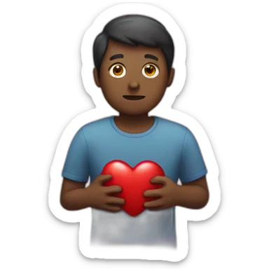 Fear colour man holding heart  sticker