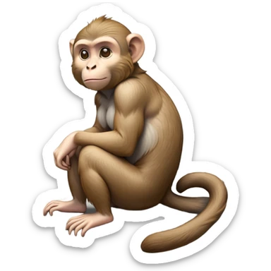 cinematic-macaque-realistic-full-body-sitting-emoji,-compact-muscular-frame-poised-on-a-rocky-outcrop,-short-curled-tail-resting-behind,-head-tilted-dramatically,-thick-dense-fur-in-warm-shades-of-brown-and-grey,-expressive-eyes-filled-with-intelligent-curiosity,-simplified-yet-realistic-focused-features,-highly-detailed,-glowing-with-an-almost-sarcastic-glow sticker