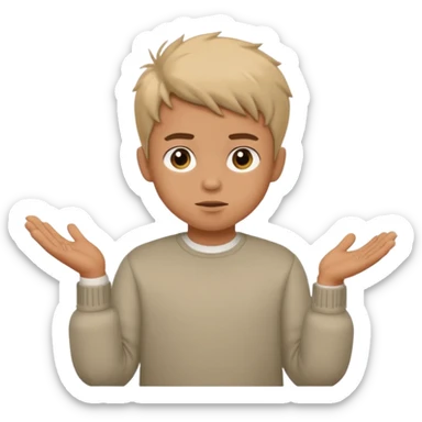 cute boy shrugging his shoulder, boy have good haircut puff style sticker