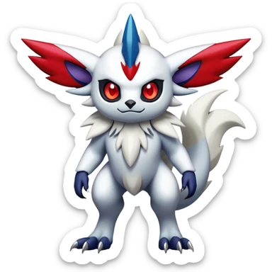 Shiny Colorful Gothic Exotic Badass Cool Absol-Zangoose-Pokémon-Fakémon-hybrid-creature (full body) sticker