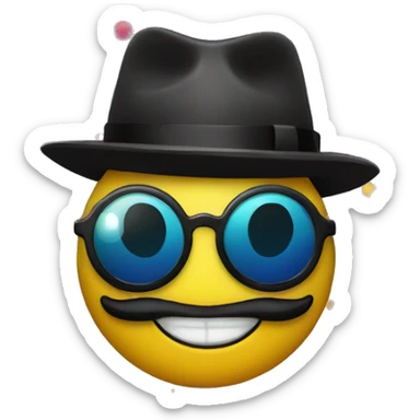 Bouncer with Black Glasses Black Moons with Happy Birthday Hat Colorful Party Lights sticker