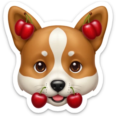 dog with cherries sticker