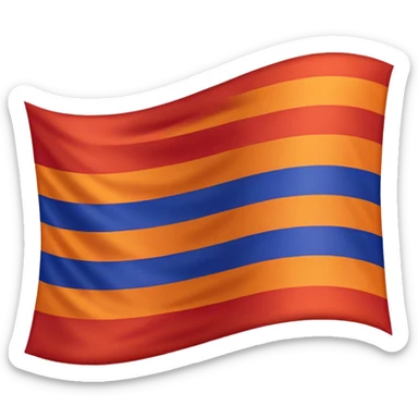 Armenia flag emoji, waving, dynamic motion, red, blue, and orange stripes sticker