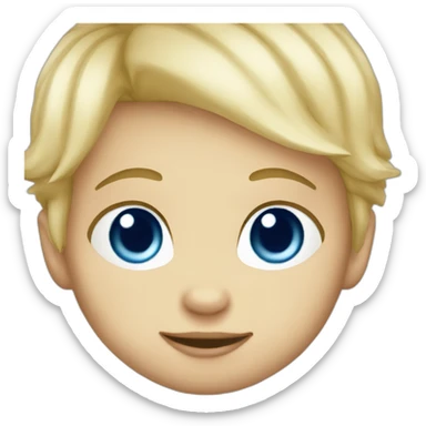 Blond Baby boy blue eyed with fox plush sticker