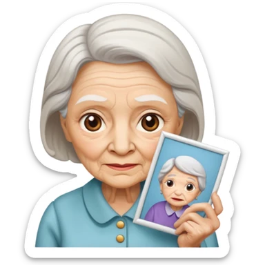 Old lady with my picture sticker