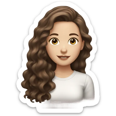 white girl with dark brown wavy hair with light brown highlights and long hair and brown eyes  sticker